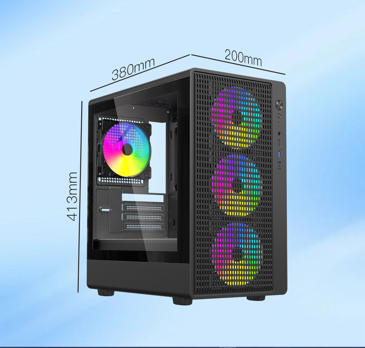 DIYPC ARGB-R1-BK Black USB3.0 /Type C Micro ATX Gaming